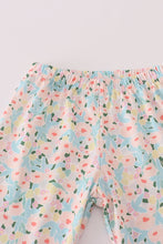 Pink floral print bow applique ruffle romper - ARIA KIDS