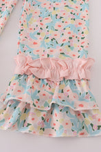 Pink floral print bow applique ruffle romper - ARIA KIDS