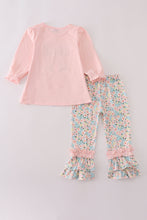 Pink floral print bow applique ruffle romper - ARIA KIDS