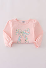 Pink floral print bow applique ruffle romper - ARIA KIDS