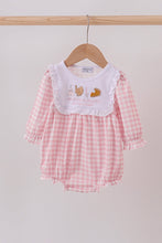 Pink plaid print turkey embroidery girl bubble - ARIA KIDS