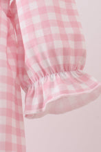 Pink plaid print turkey embroidery girl bubble - ARIA KIDS