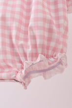 Pink plaid print turkey embroidery girl bubble - ARIA KIDS