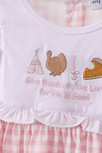 Pink plaid print turkey embroidery girl set - ARIA KIDS