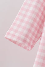 Pink plaid print turkey embroidery girl set - ARIA KIDS