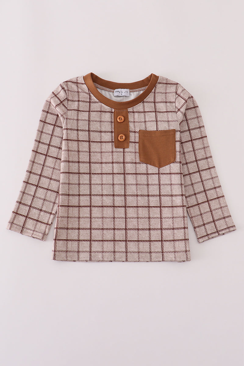 Brown plaid top - ARIA KIDS