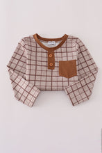 Brown plaid top - ARIA KIDS