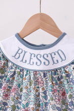 Blue floral blessed embroidery bloomer set - ARIA KIDS