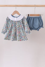 Blue floral blessed embroidery bloomer set - ARIA KIDS