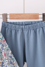 Blue floral blessed embroidery ruffle pants set - ARIA KIDS