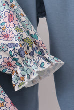 Blue floral blessed embroidery ruffle pants set - ARIA KIDS