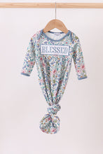 Blue floral blessed embroidery gown - ARIA KIDS