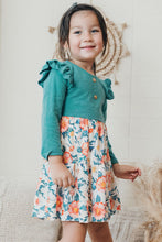 Green floral print ruffle dress - ARIA KIDS