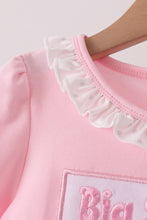 Pink big sister embroidery ruffle pants set - ARIA KIDS