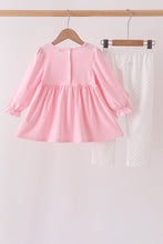 Pink big sister embroidery ruffle pants set - ARIA KIDS