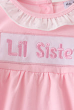 Pink Lil sister embroidery ruffle bubble - ARIA KIDS
