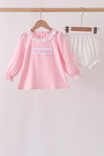 Pink Lil sister embroidery ruffle bloomer set - ARIA KIDS