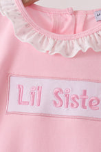Pink Lil sister embroidery ruffle bloomer set - ARIA KIDS