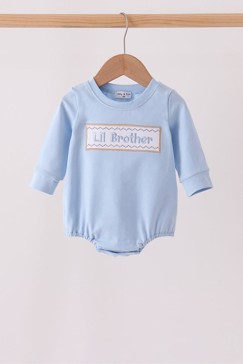 Blue Lil brother embroidery bubble - ARIA KIDS