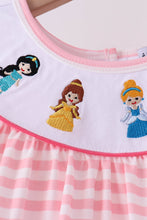 Pink Stripe Princess Embroidery Ruffle Pants Set - ARIA KIDS
