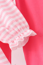 Pink Stripe Princess Embroidery Ruffle Pants Set - ARIA KIDS