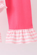 Pink Stripe Princess Embroidery Ruffle Pants Set - ARIA KIDS