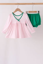 Pink Plaid Gingerbread Embroidery Bloomer Set
