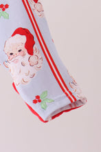 Blue santa claus bamboo zipper romper