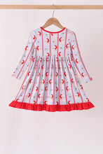 Blue santa claus bamboo ruffle dress