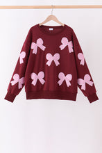 Wine bow sequin mom&me top