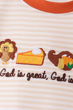 Cream turkey pumpkin embroidery top