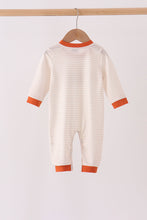 Cream turkey pumpkin embroidery romper