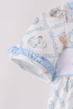 Blue pumpkin embroidery ruffle bubble - ARIA KIDS