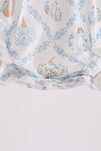 Blue pumpkin embroidery ruffle bubble - ARIA KIDS