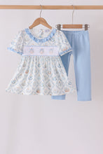 Blue pumpkin embroidery ruffle pants set - ARIA KIDS