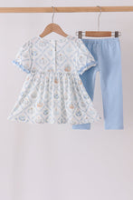 Blue pumpkin embroidery ruffle pants set - ARIA KIDS