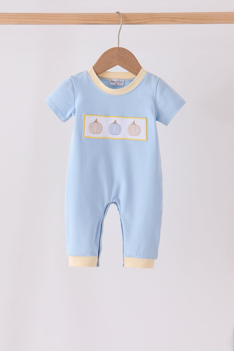 Blue pumpkin embroidery romper - ARIA KIDS