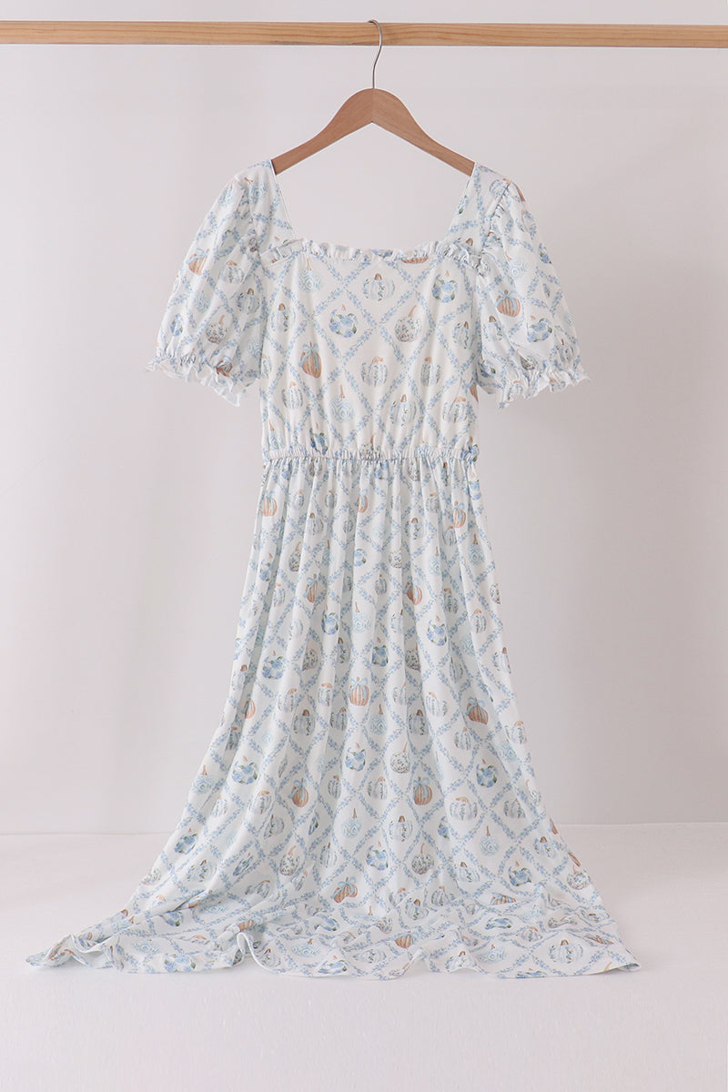 Blue pumpkin ruffle mom dress - ARIA KIDS