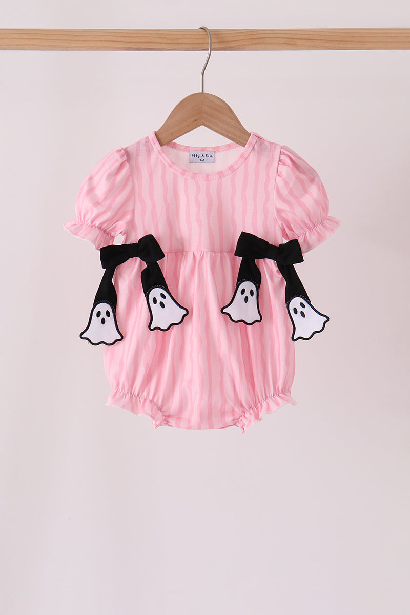 Pink ghost applique stripe bubble - ARIA KIDS