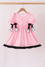 Pink ghost applique stripe dress - ARIA KIDS