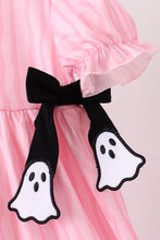Pink ghost applique stripe dress - ARIA KIDS