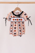 Pumpkin bow embroidery ruffle bubble