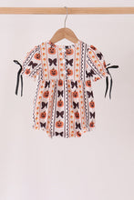 Pumpkin bow embroidery ruffle bubble