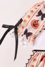 Pumpkin bow embroidery ruffle dress