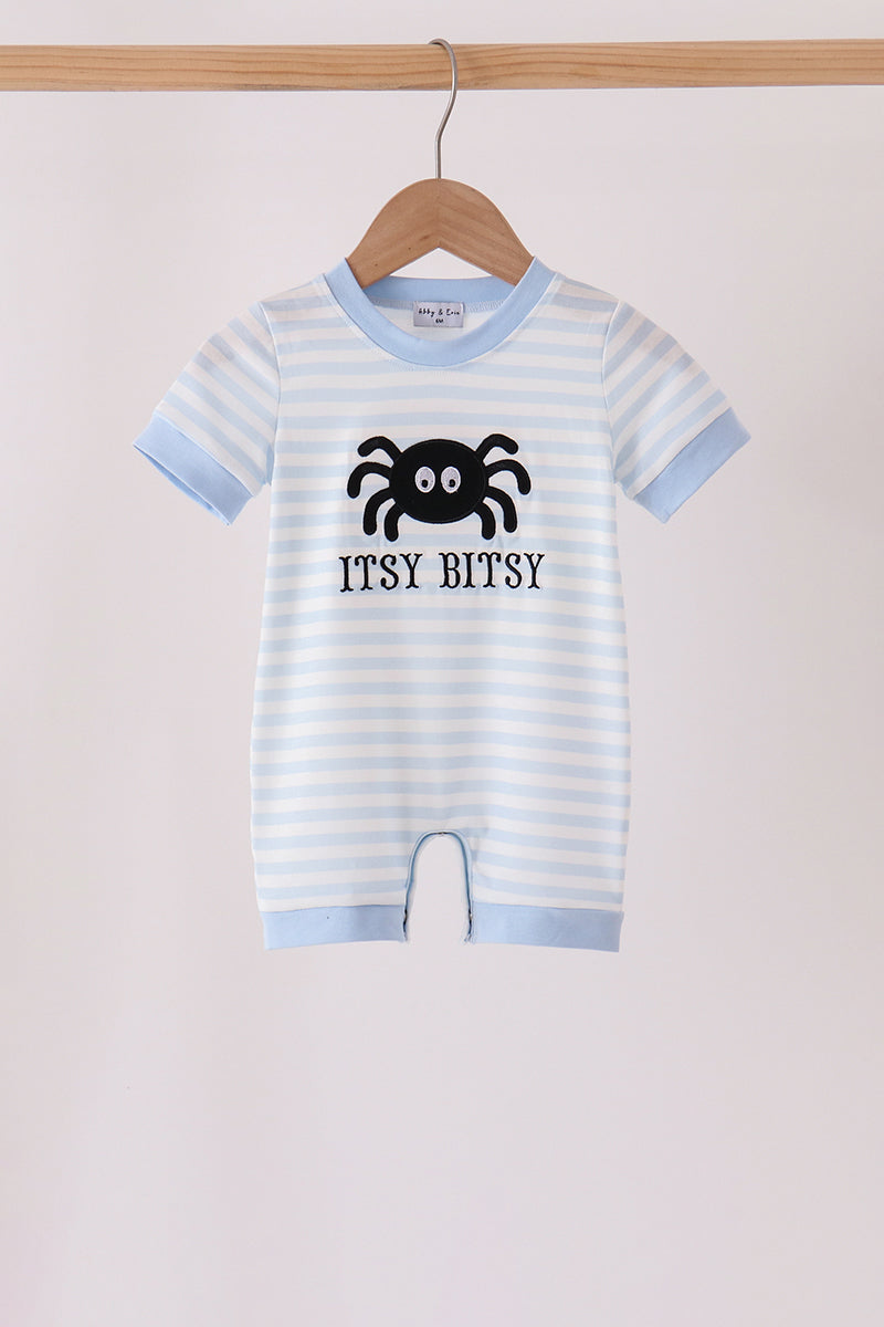 Blue stripe spider embroidery romper - ARIA KIDS