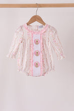 Pink floral turkey embroidery ruffle bubble - ARIA KIDS