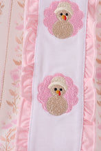 Pink floral turkey embroidery ruffle bubble - ARIA KIDS