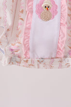 Pink floral turkey embroidery ruffle bubble - ARIA KIDS