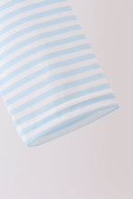 Blue turkey embroidery stripe top