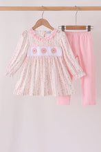 Pink floral turkey embroidery ruffle pants set - ARIA KIDS